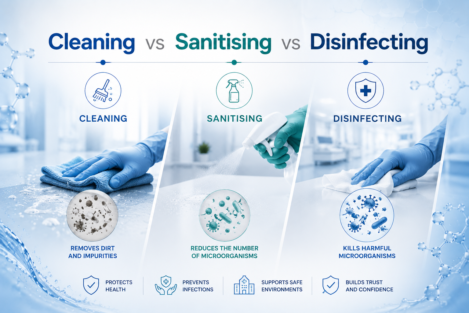 Cleaning vs Sanitising vs Disinfecting — TXDY Knowledge Center article cover image